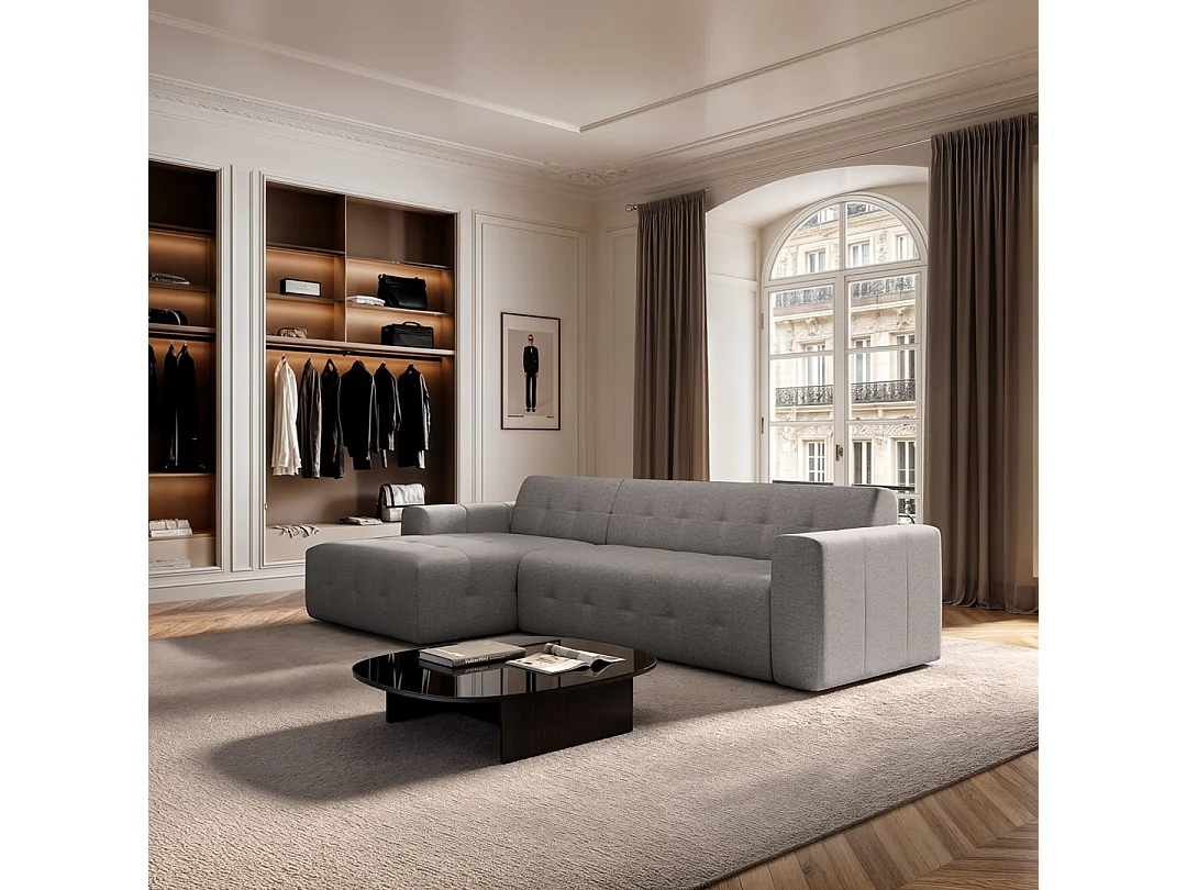 Rodier Grand Canapé d'angle gauche Tuil gris