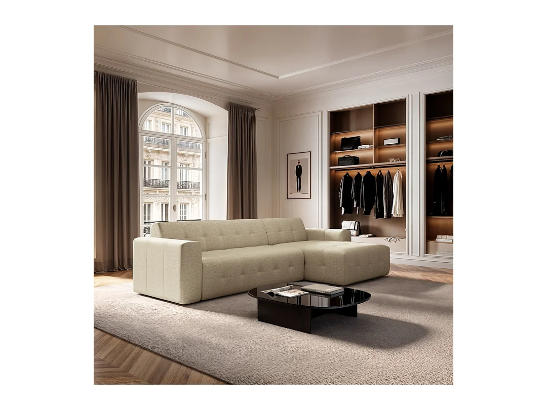 Rodier Grand canapé d'angle droit Tuil beige