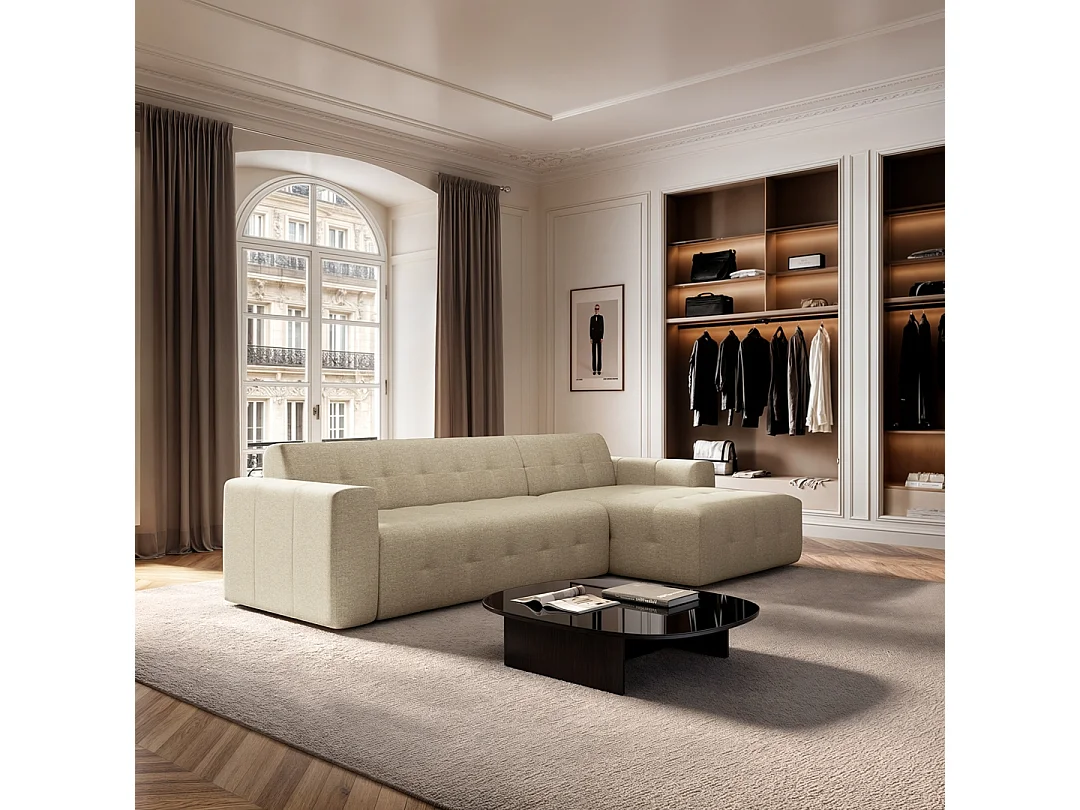 Rodier Grand canapé d'angle droit Tuil beige