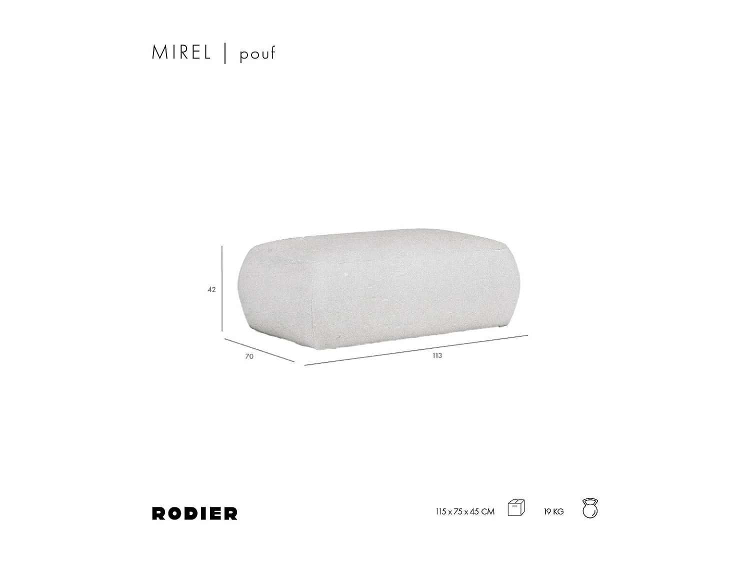 Rodier Pouf grand Mirel crème