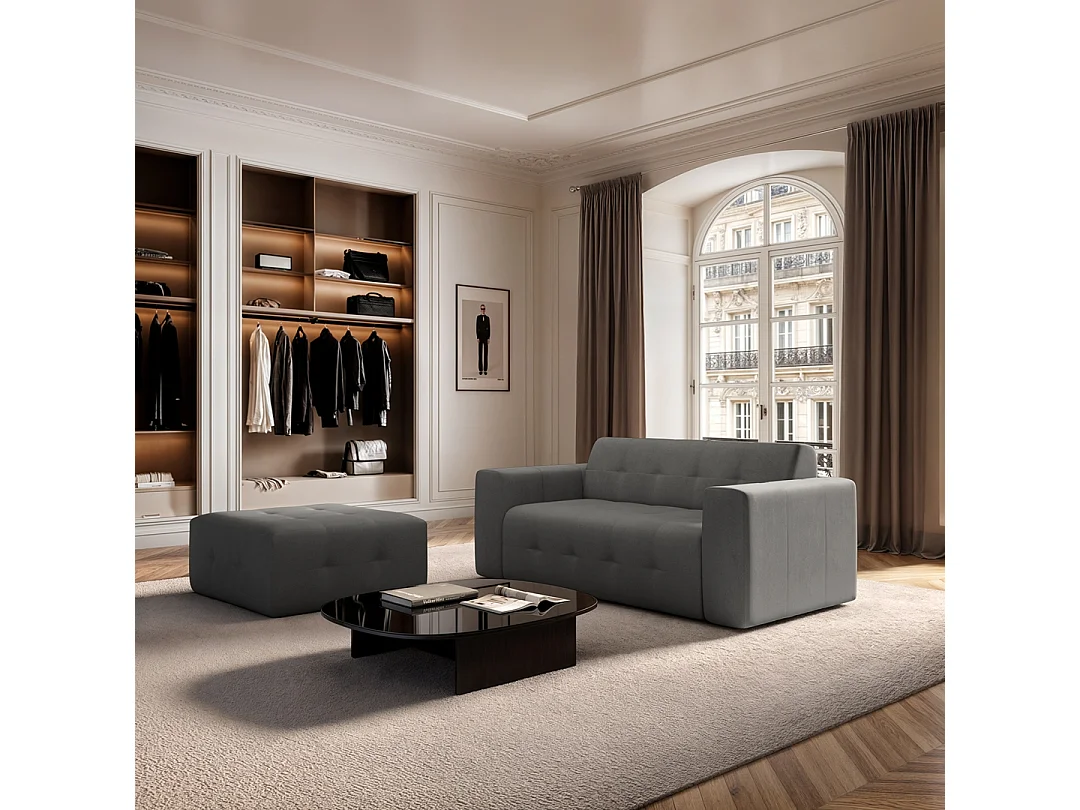 Rodier Pouf Tuil gris argenté