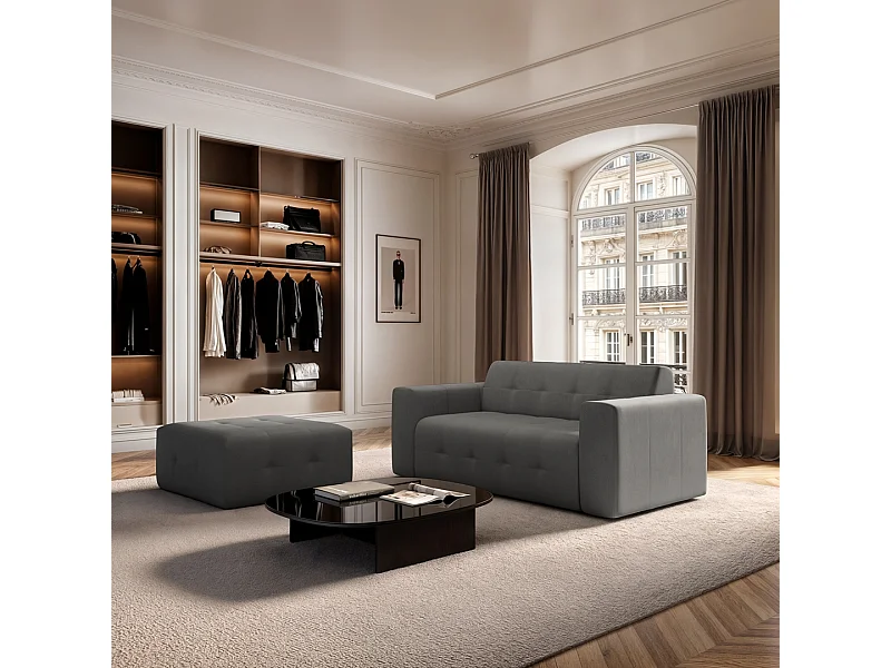 Rodier Pouf Tuil gris argenté