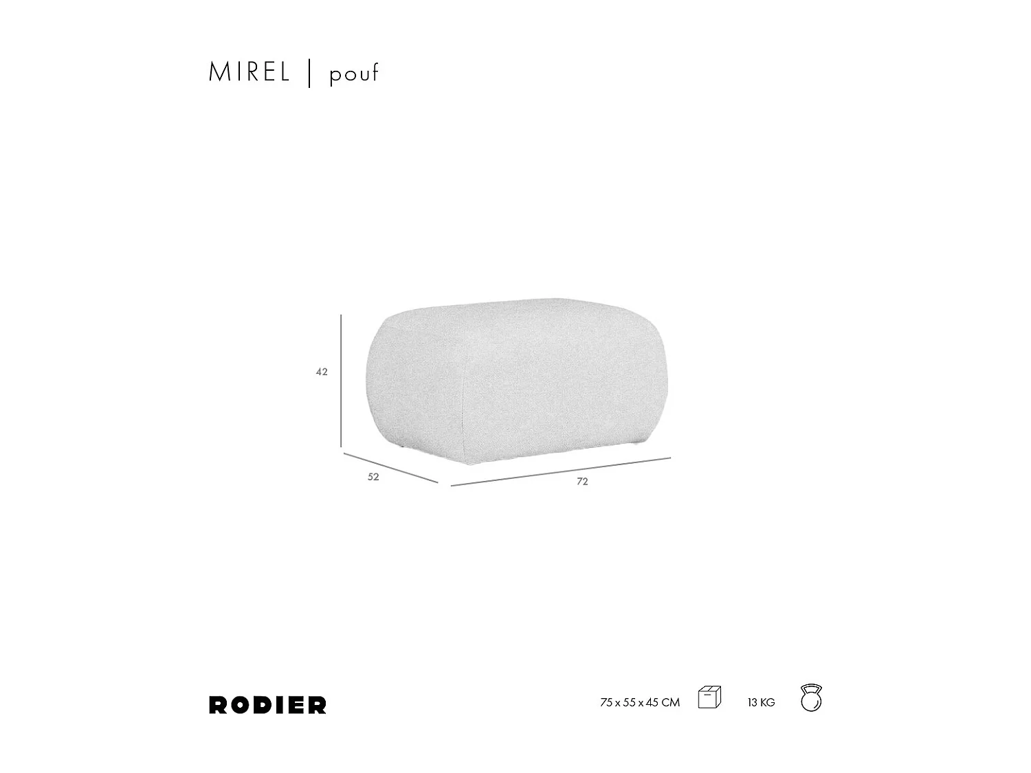 Rodier Pouf Mirel vert bouteille