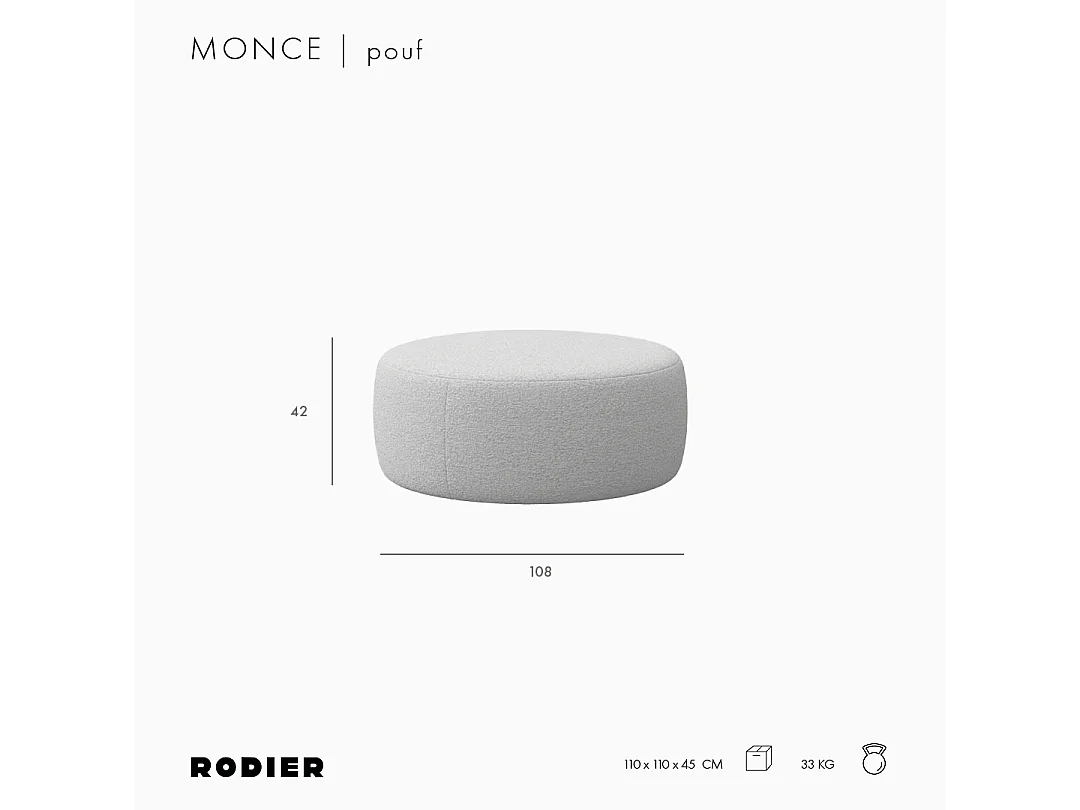 Rodier Pouf Monce gris clair