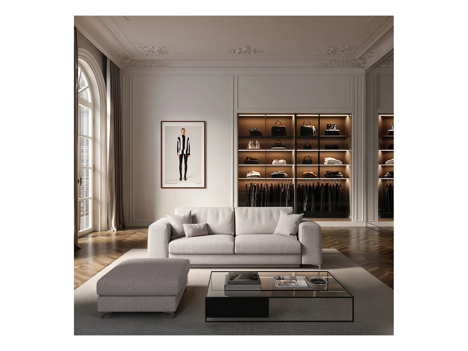 Rodier Pouf Rene gris clair