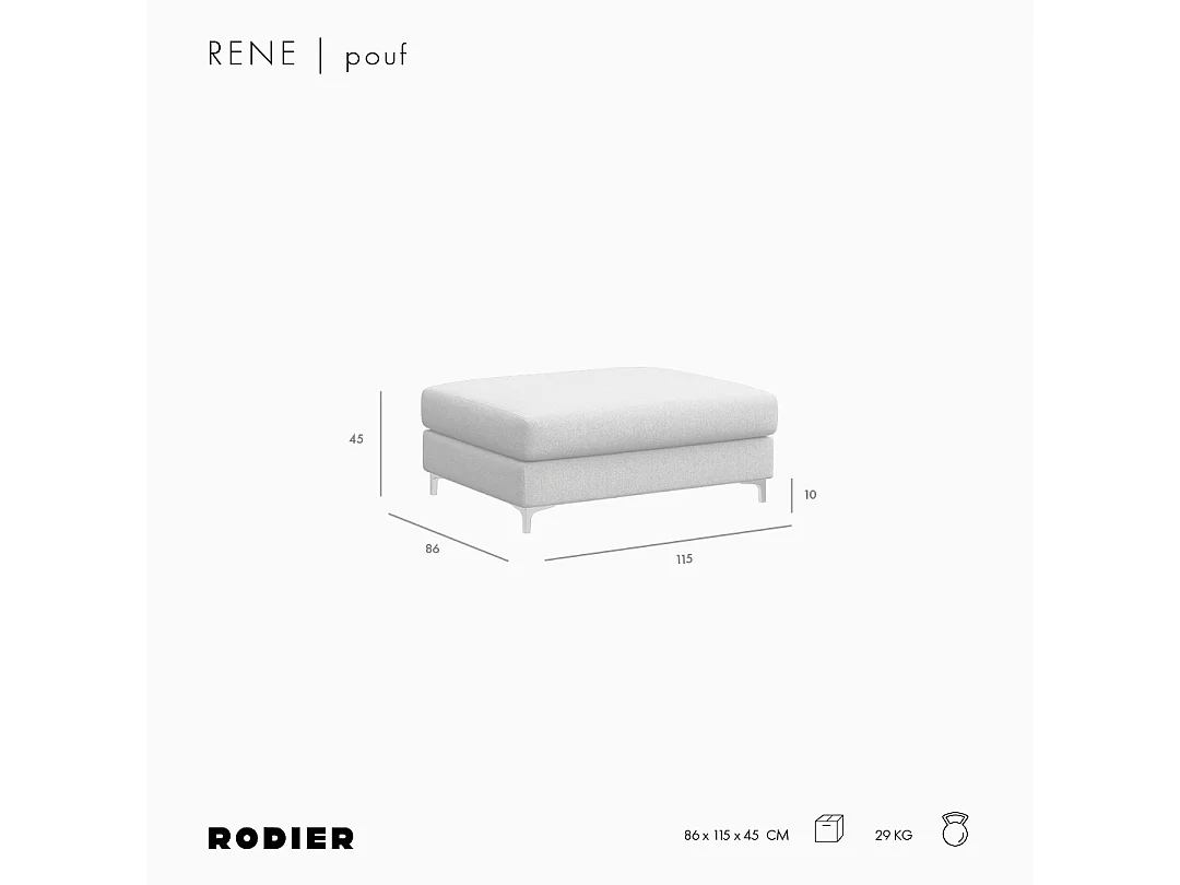 Rodier Pouf Rene gris clair