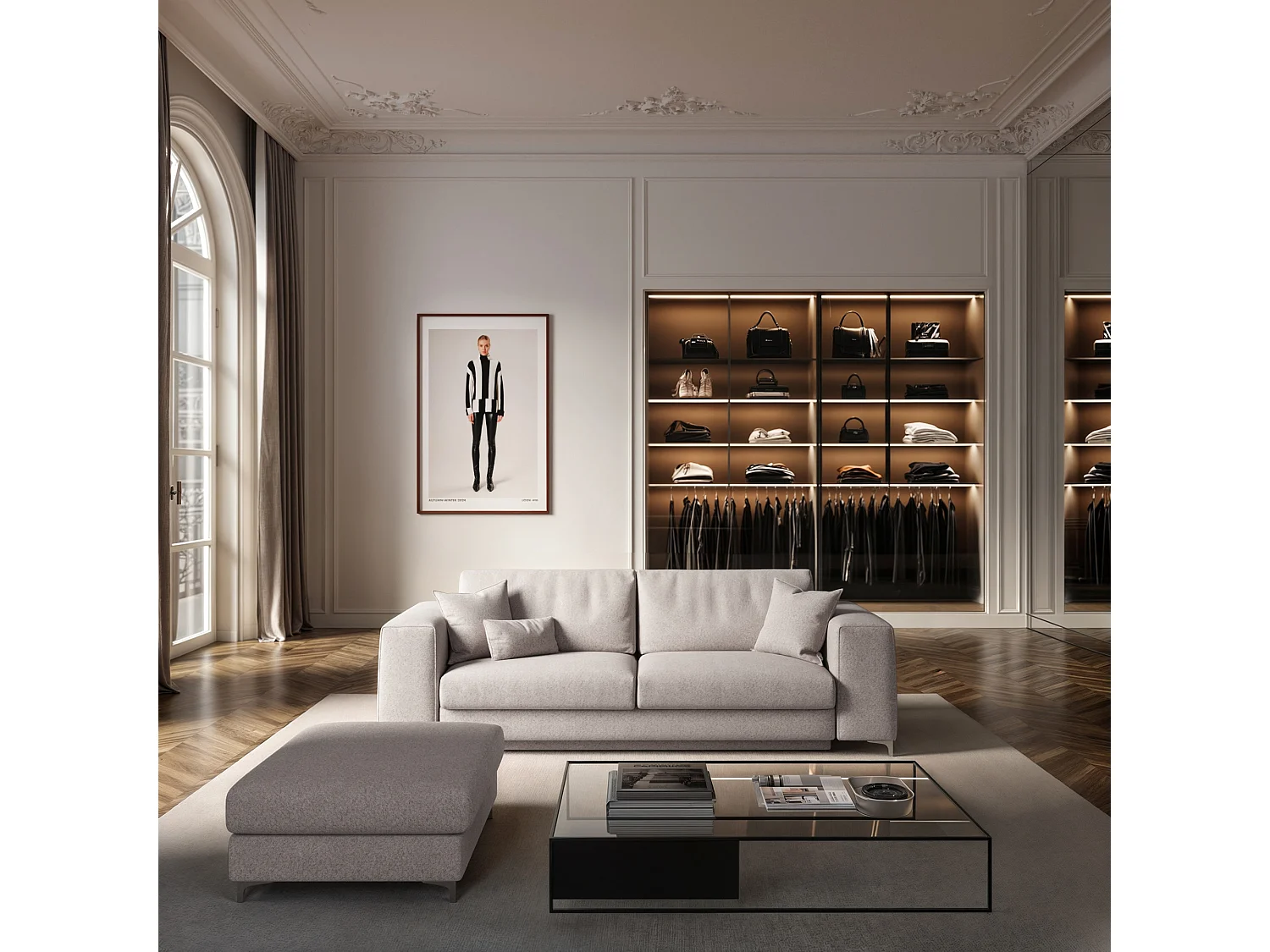 Rodier Pouf Rene gris clair