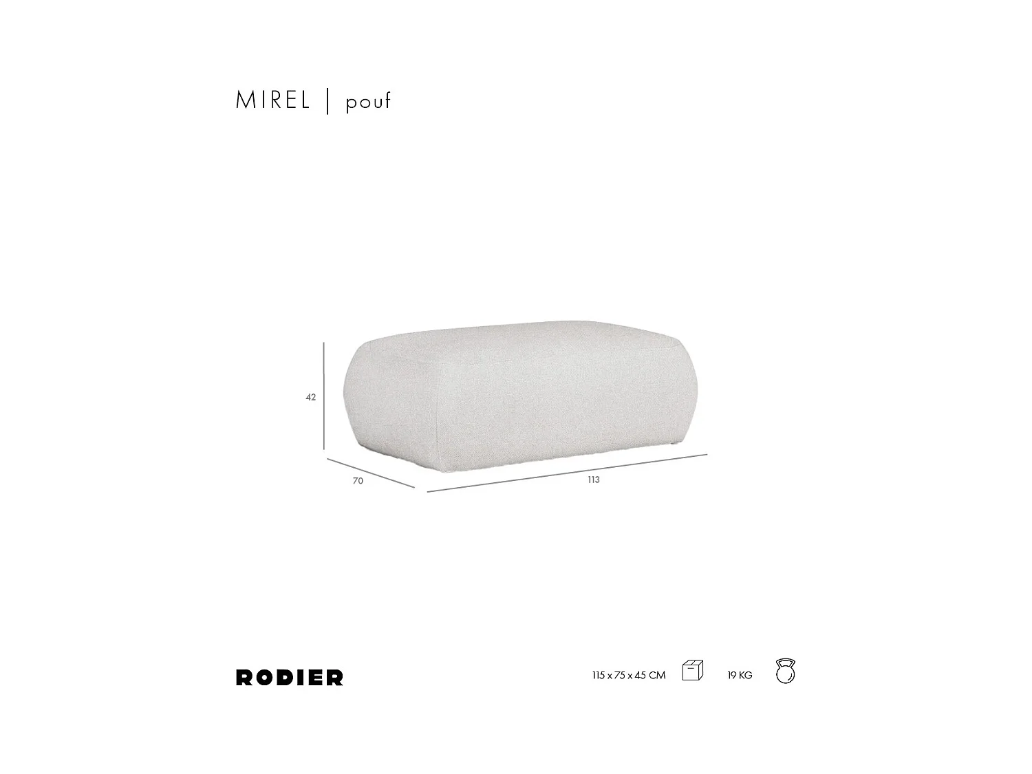 Rodier Pouf grand Mirel vert