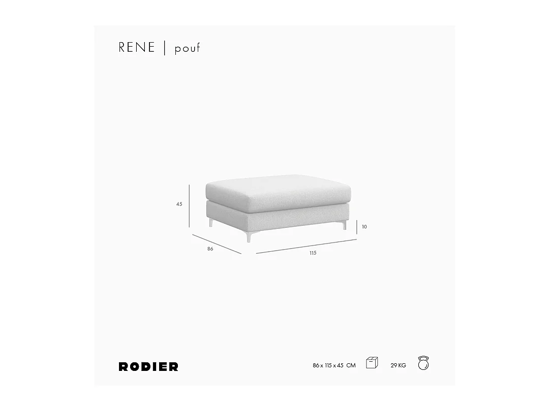 Rodier Pouf Rene gris cendré