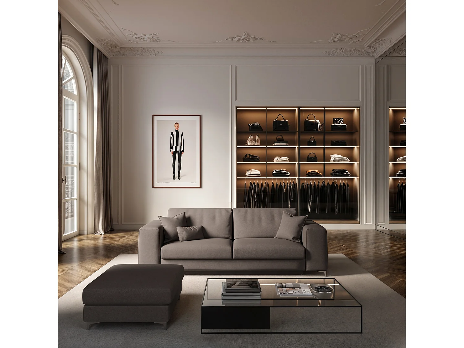 Rodier Pouf Rene gris cendré