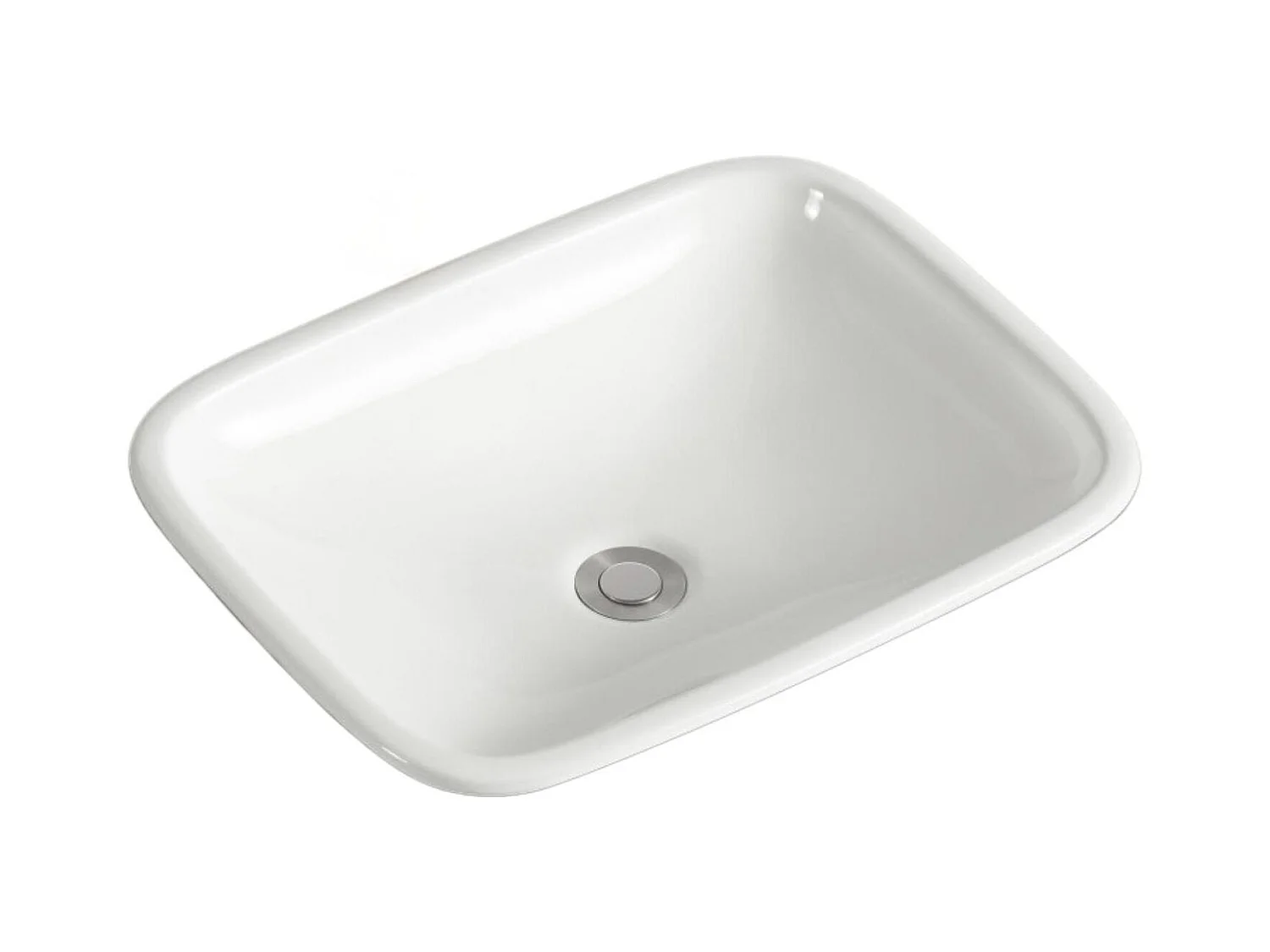 Lavabo rectangular de cerámica blanca LEO 48x37cm encastrable