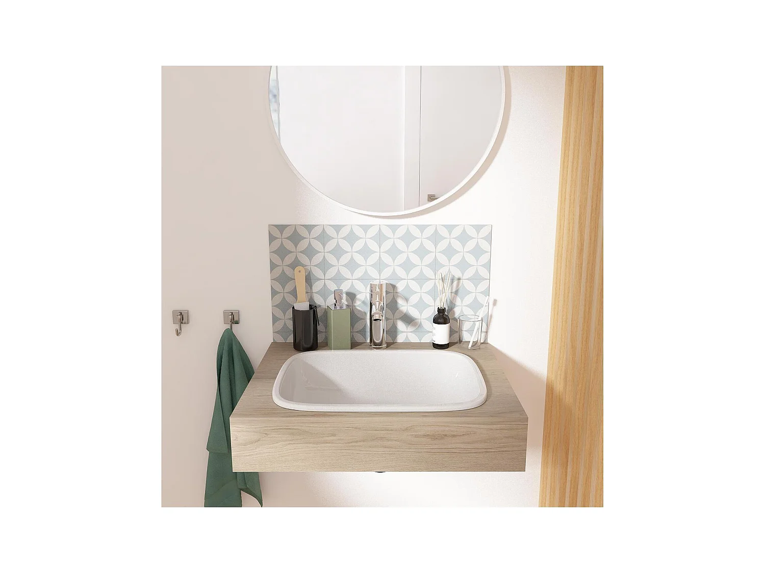 Lavabo rectangular de cerámica blanca LEO 48x37cm encastrable