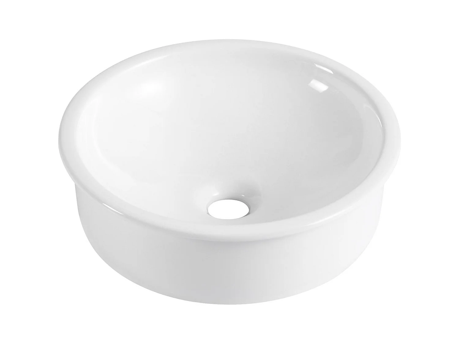 Lavabo empotrado de cerámica blanca redondo LEO de 37 cm