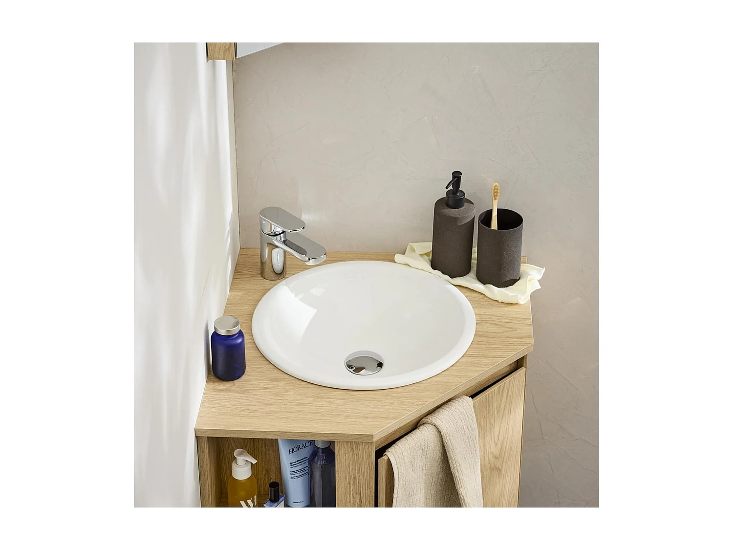 LEO 37cm ronde witte keramische inbouwwastafel