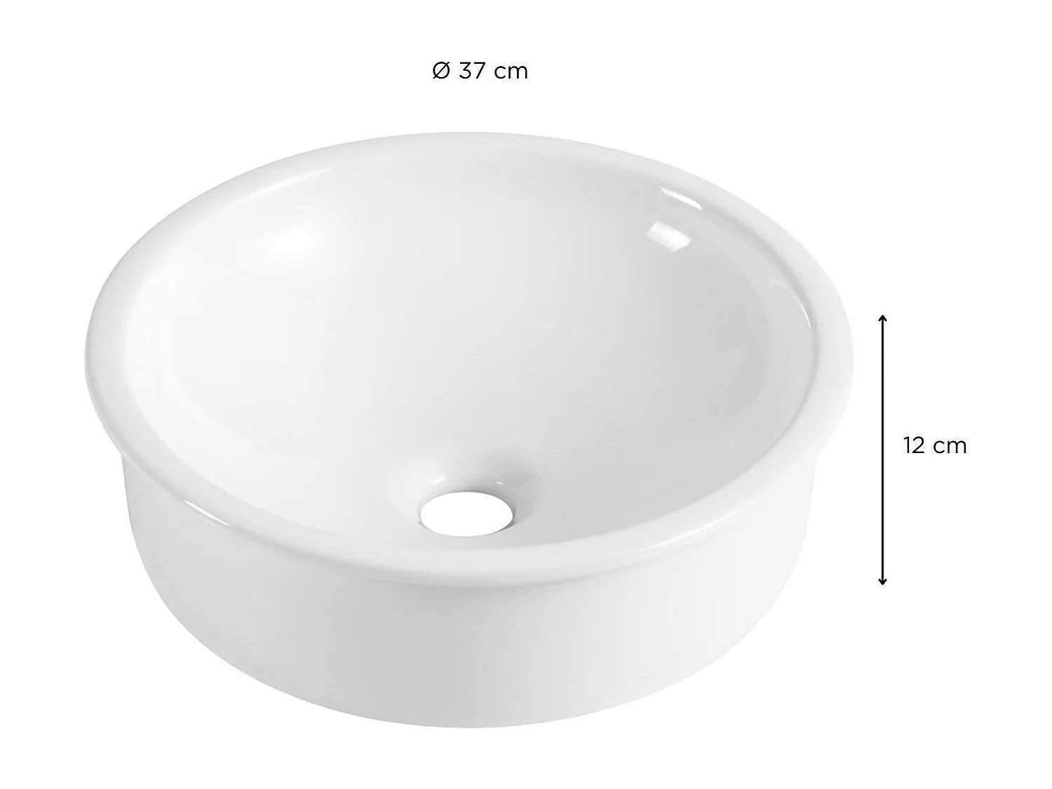 LEO 37cm ronde witte keramische inbouwwastafel