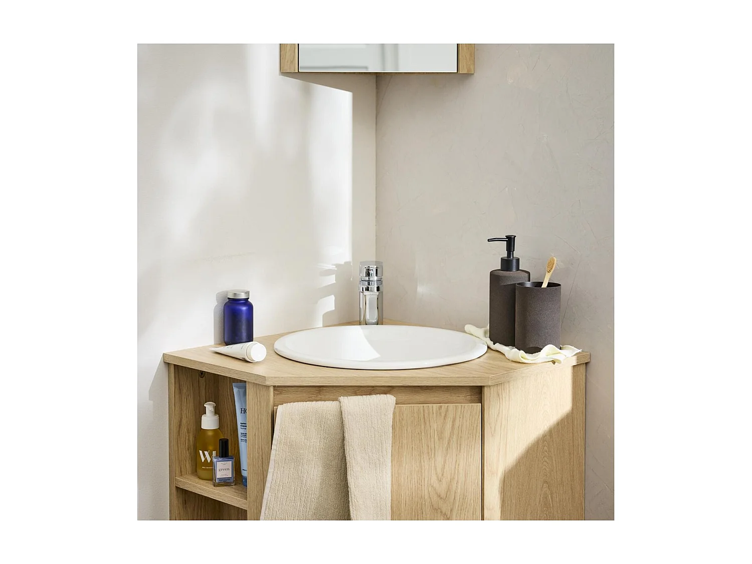 LEO 37cm ronde witte keramische inbouwwastafel