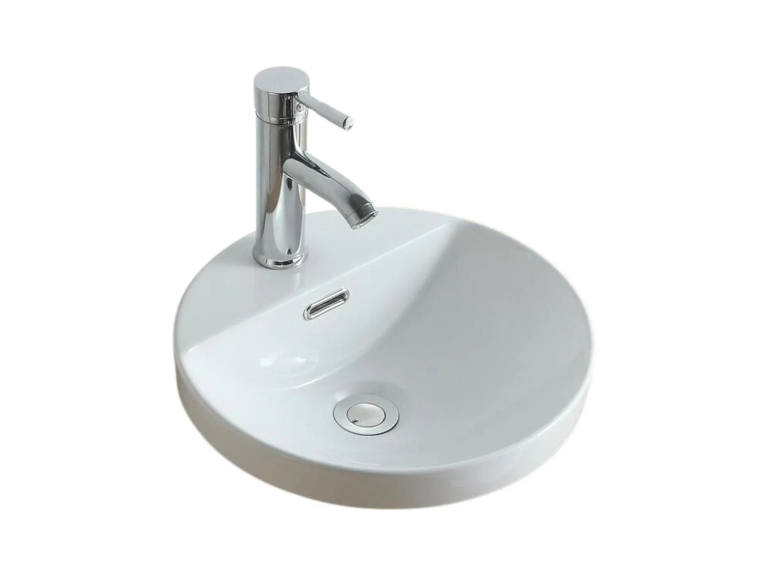 LEA 37 cm rundes Halbeinbauwaschbecken aus weißer Keramik