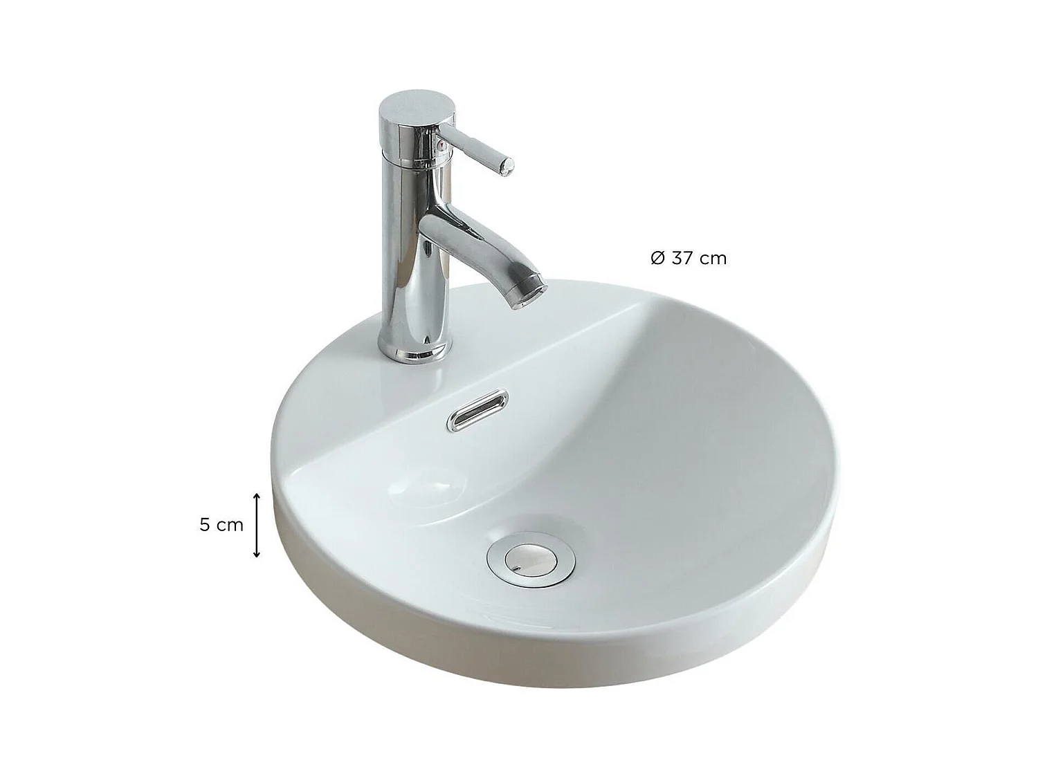 LEA 37 cm rundes Halbeinbauwaschbecken aus weißer Keramik