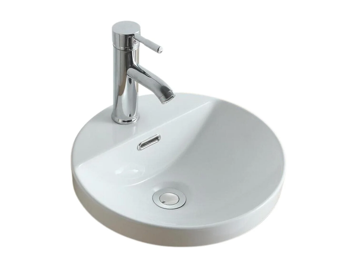 Vasque semi encastrée ronde en céramique blanche 37cm