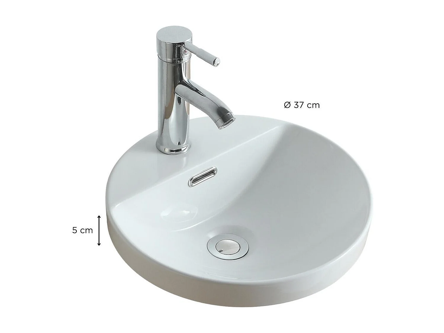 Vasque semi encastrée ronde en céramique blanche 37cm