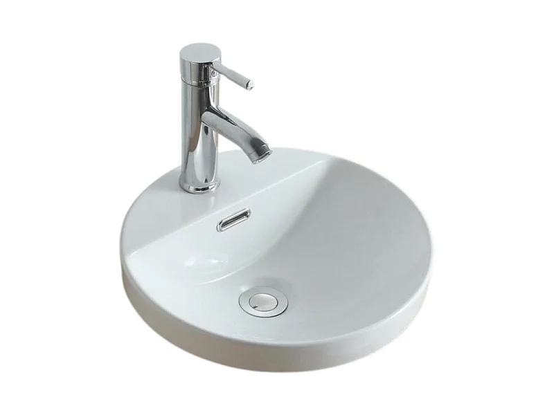 Vasque semi encastrée ronde en céramique blanche 37cm