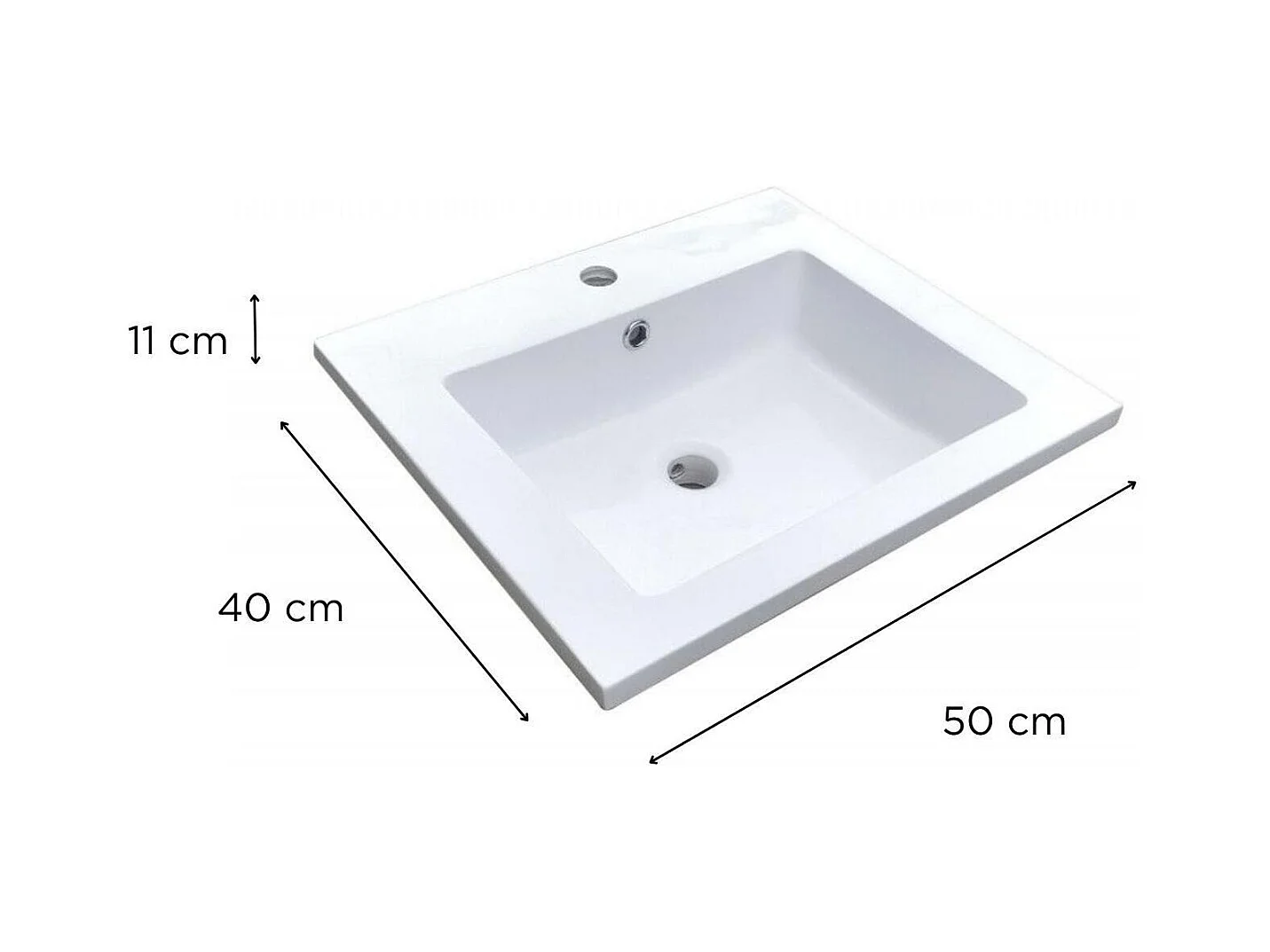 Vasque à encastrer rectangule en résine blanche 50x40cm