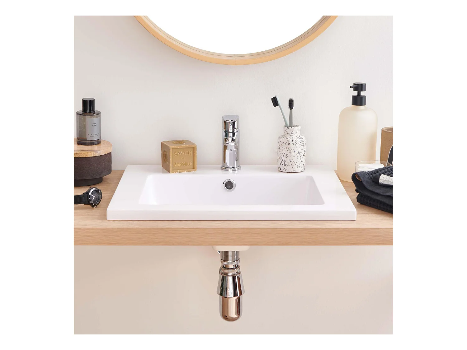 Vasque à encastrer rectangule en résine blanche 50x40cm