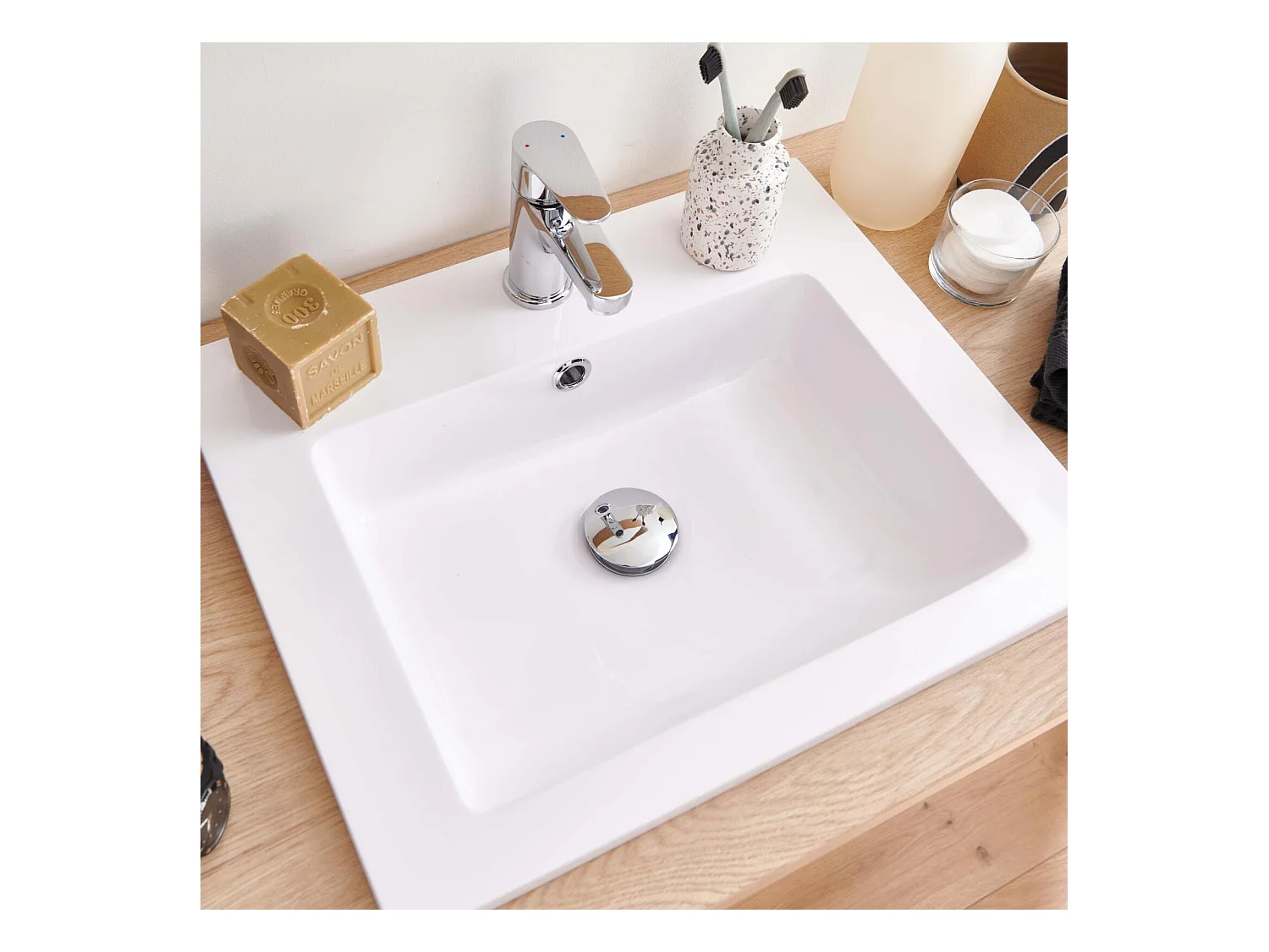 Vasque à encastrer rectangule en résine blanche 50x40cm