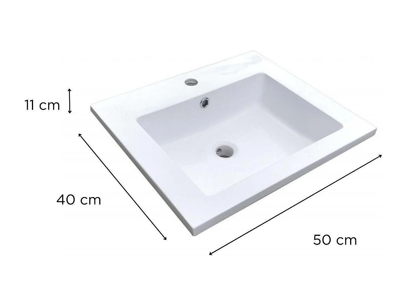 Vasque à encastrer rectangule en résine blanche 50x40cm
