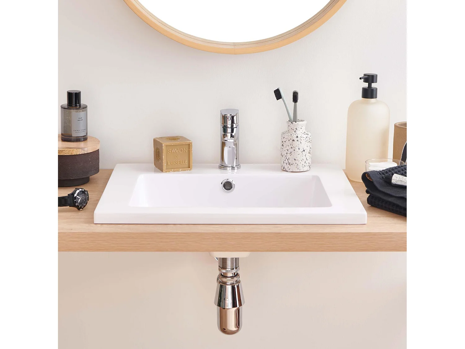 Vasque à encastrer rectangule en résine blanche 50x40cm