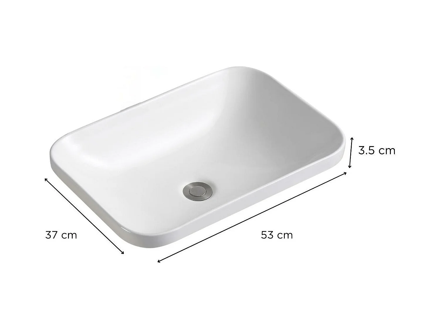 Lavabo empotrado rectangular 53x37cm + grifo + válvula PALMA