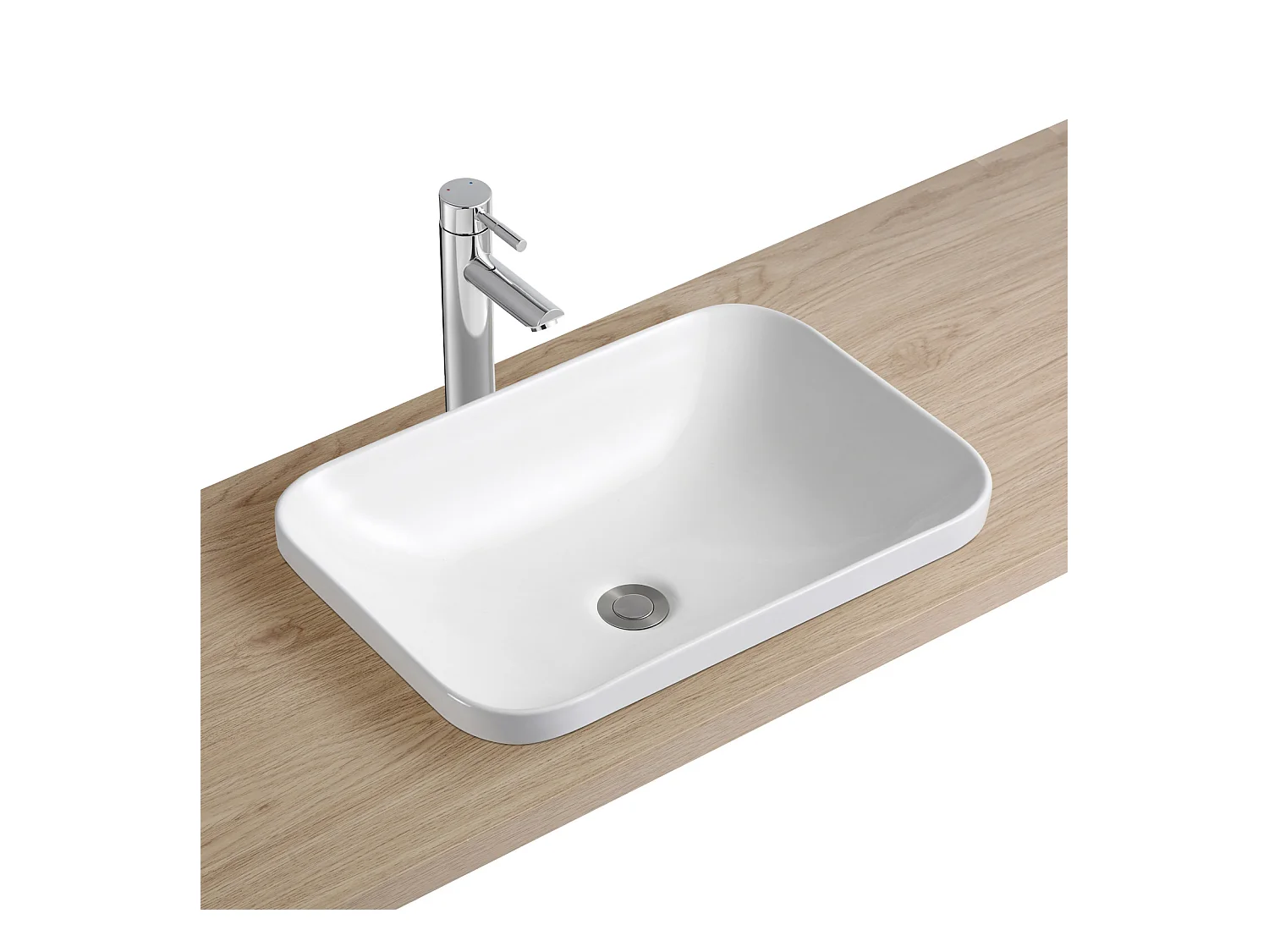 Lavabo rectangular PALMA de encastre en cerámica blanca 53x37cm