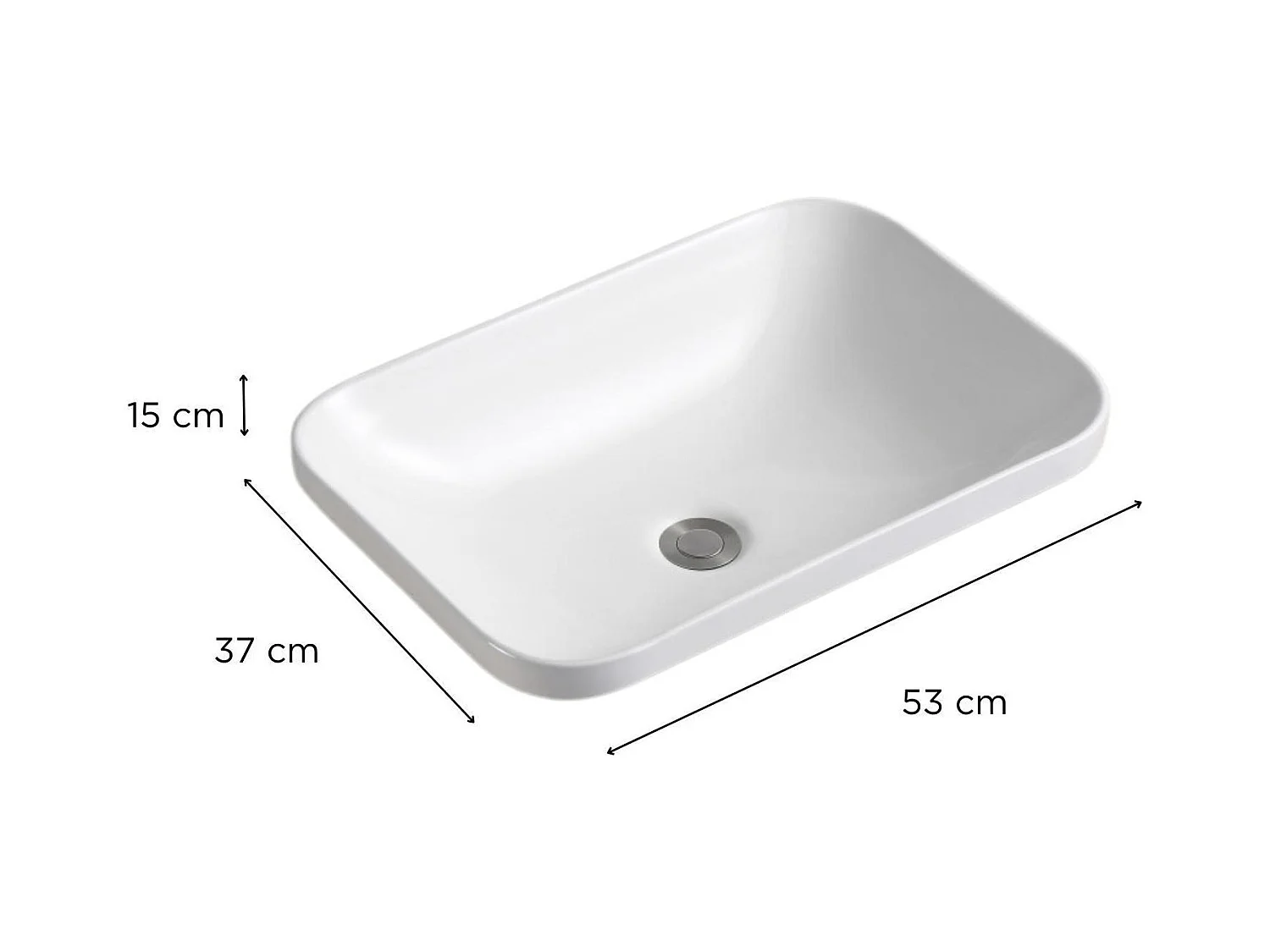 Lavabo rectangular PALMA de encastre en cerámica blanca 53x37cm