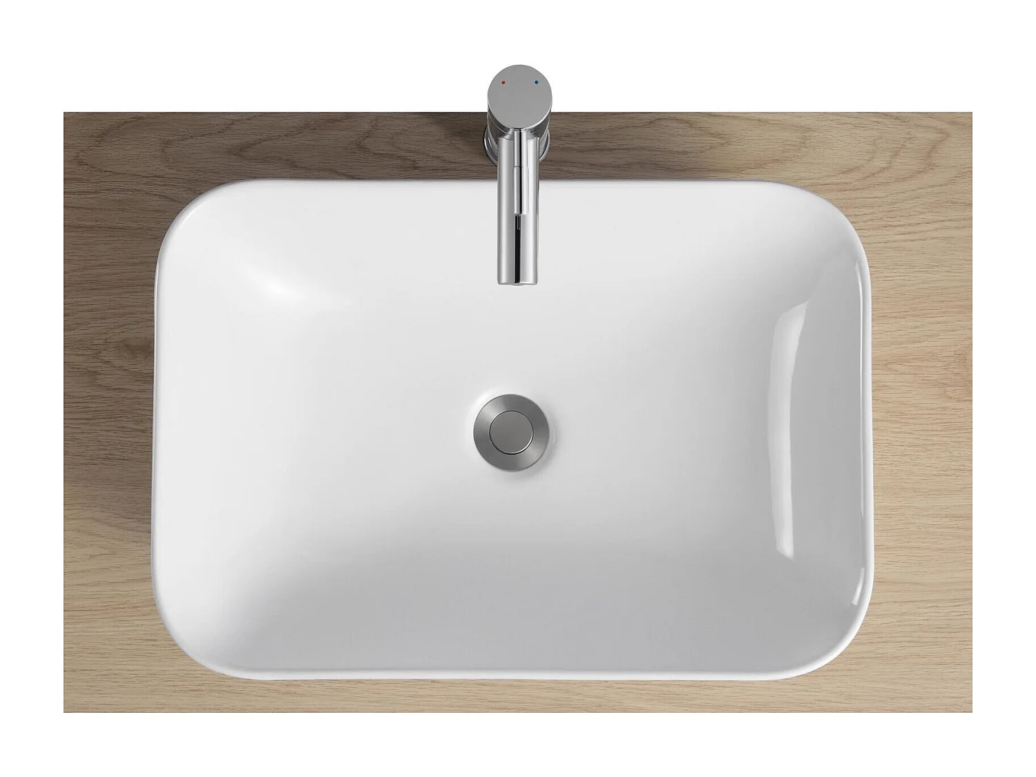 Vasque à encastrer rectangle en céramique blanche 53x37cm