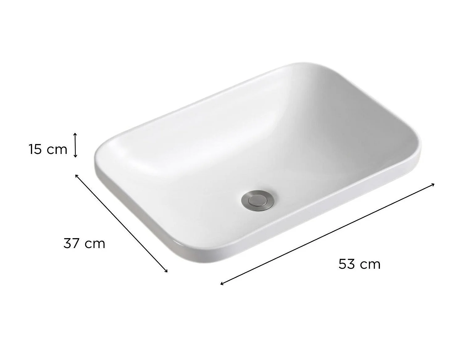 Vasque à encastrer rectangle en céramique blanche 53x37cm