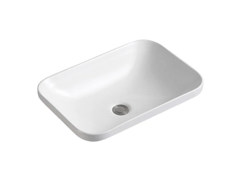 Lavatório retangular de cerâmica branca de encastrar 53 x 37 cm PALMA