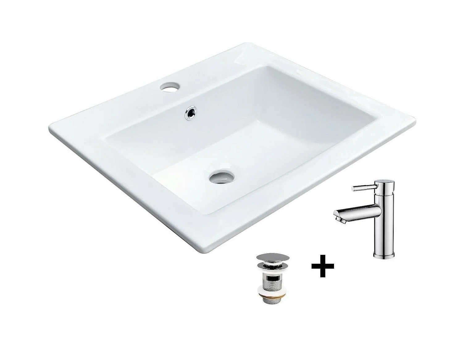 Vaso empotrado rectangular 50x43cm + grifo + válvula LINA