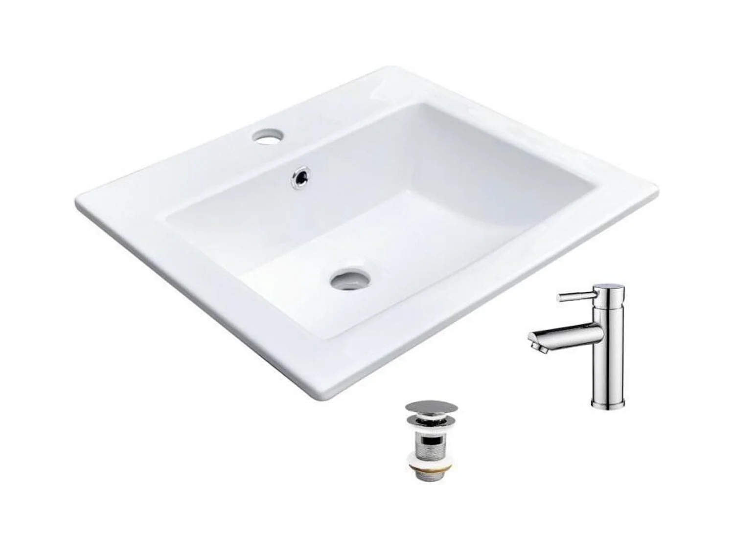 Vaso empotrado rectangular 50x43cm + grifo + válvula LINA