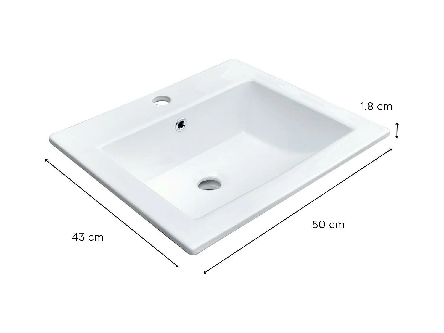 Vaso empotrado rectangular 50x43cm + grifo + válvula LINA