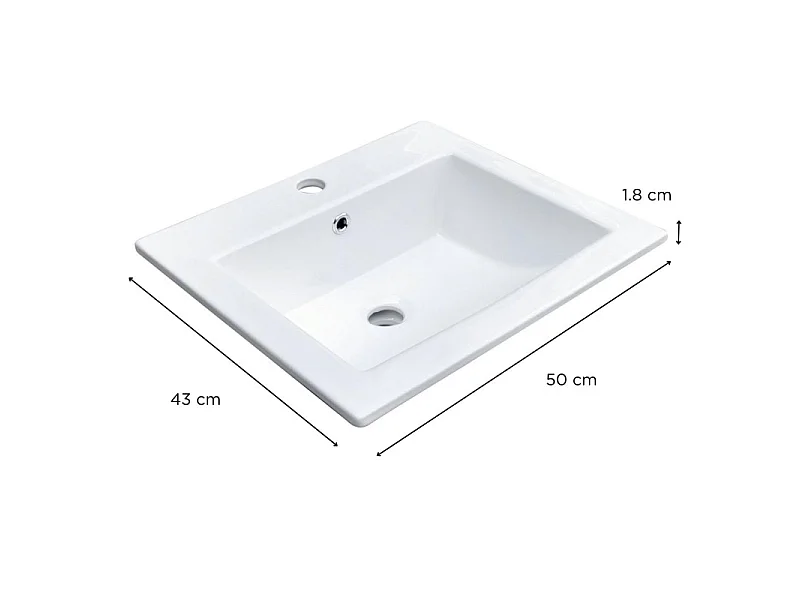 Zlewozmywak prostokątny do zabudowy 50x43cm + kran + odpływ LINA