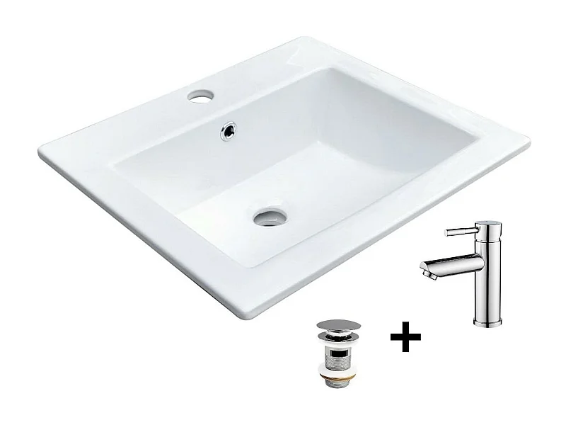 Lavello rettangolare da incasso 50x43cm + rubinetto + piletta LINA