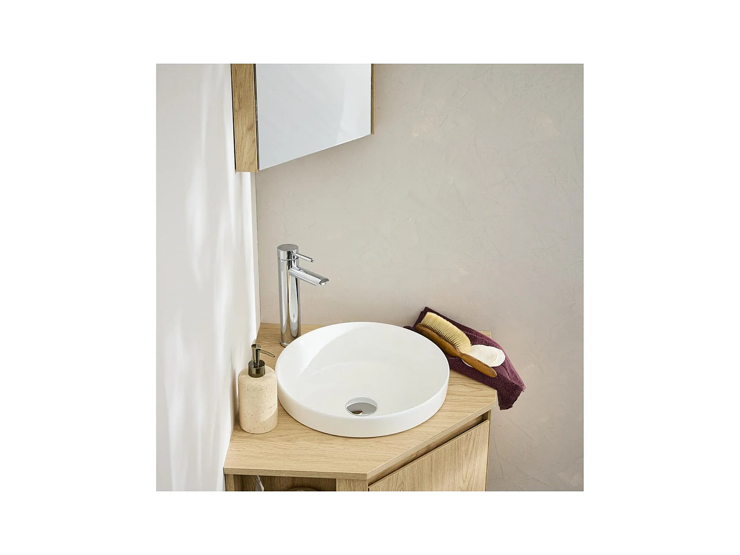 DORO 36 cm rundes Einbauwaschbecken aus weißer Keramik