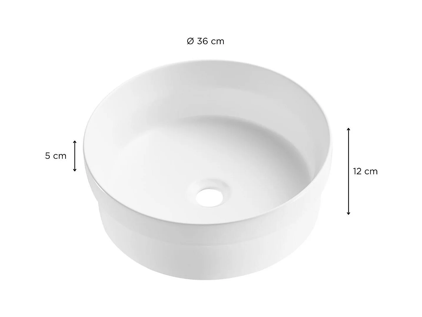 DORO 36 cm rundes Einbauwaschbecken aus weißer Keramik