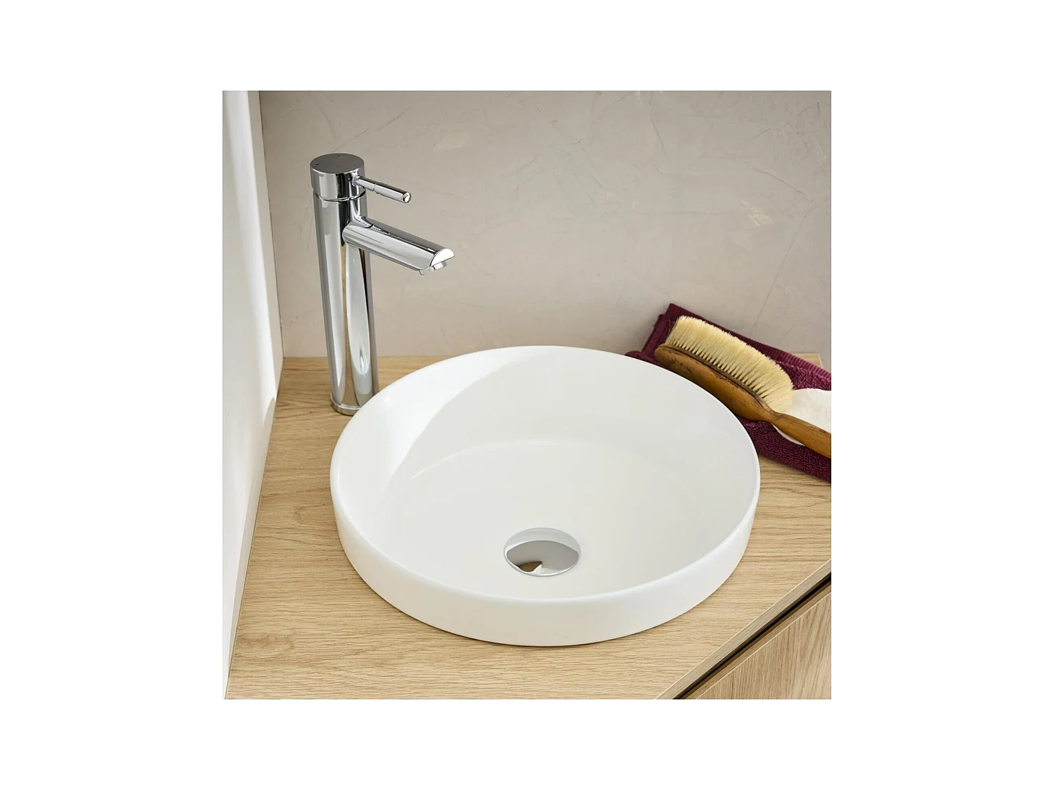 DORO 36 cm rundes Einbauwaschbecken aus weißer Keramik