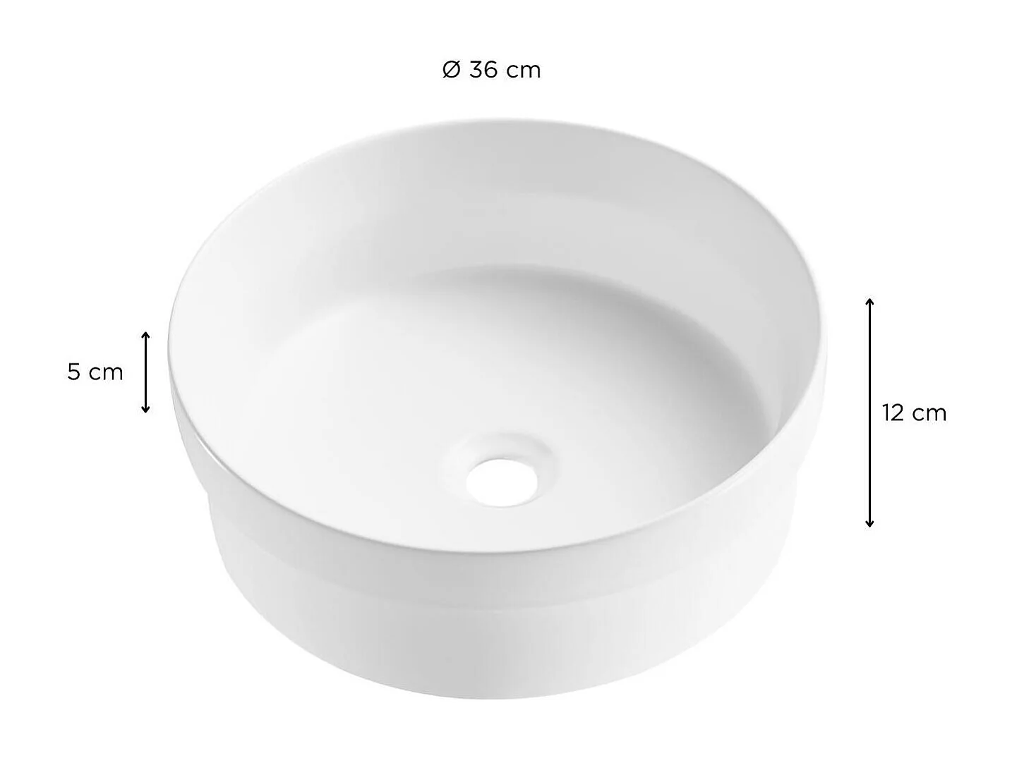 Vasque à encastrer ronde en céramique blanche 36cm