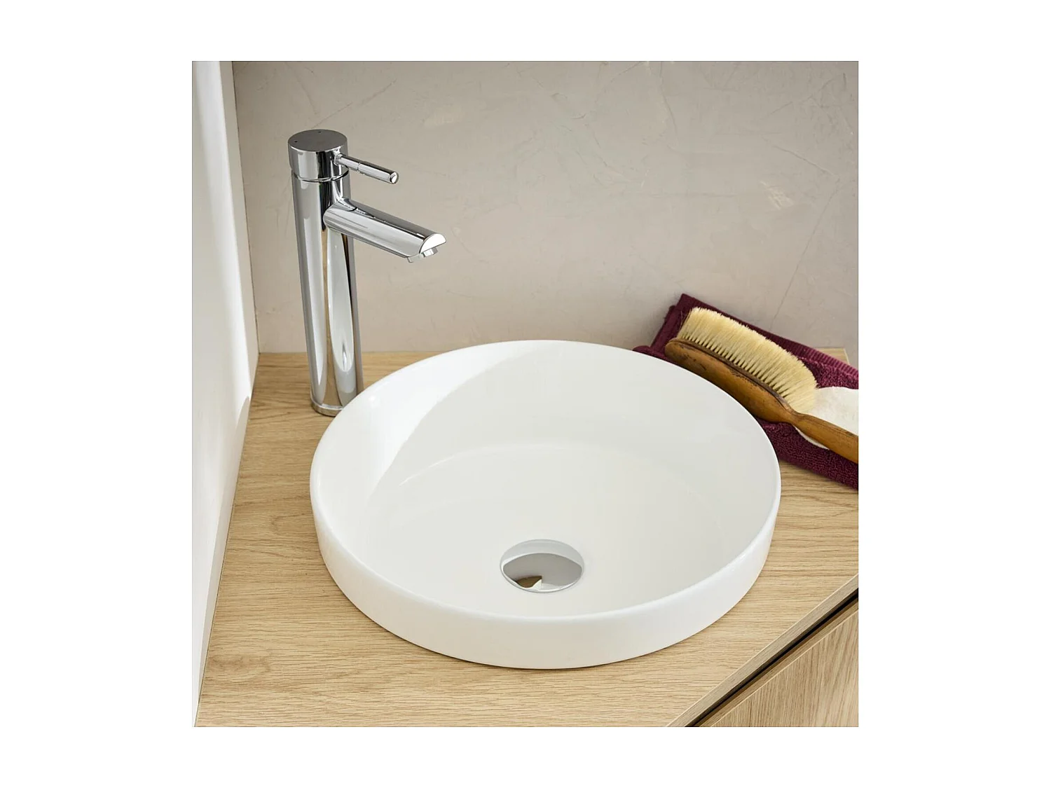 Vasque à encastrer ronde en céramique blanche 36cm