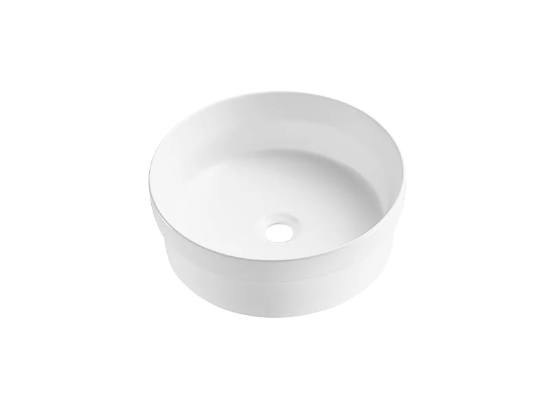 DORO 36cm okrągła biała ceramiczna umywalka do zabudowy