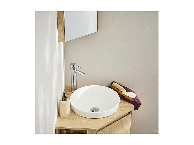Vasque à encastrer ronde en céramique blanche 36cm
