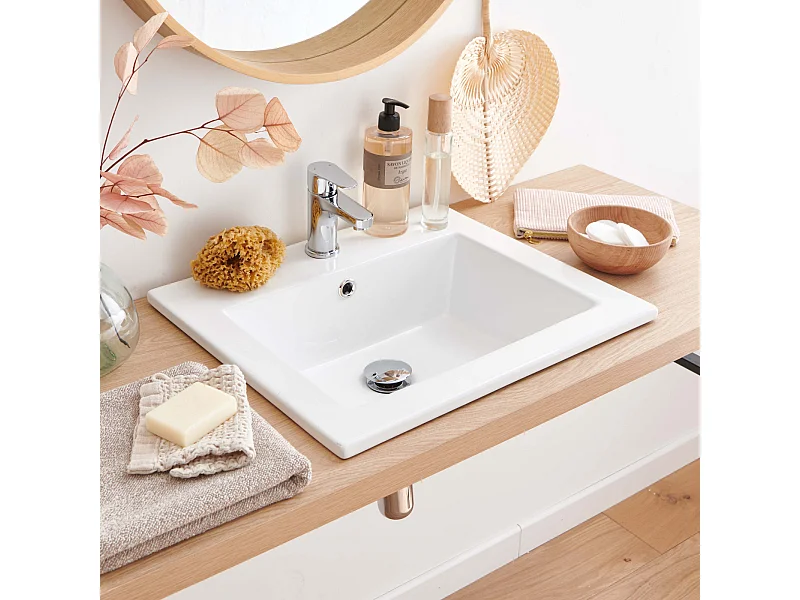 Lavabo rettangolare da incasso in ceramica bianca 50x43cm LINA