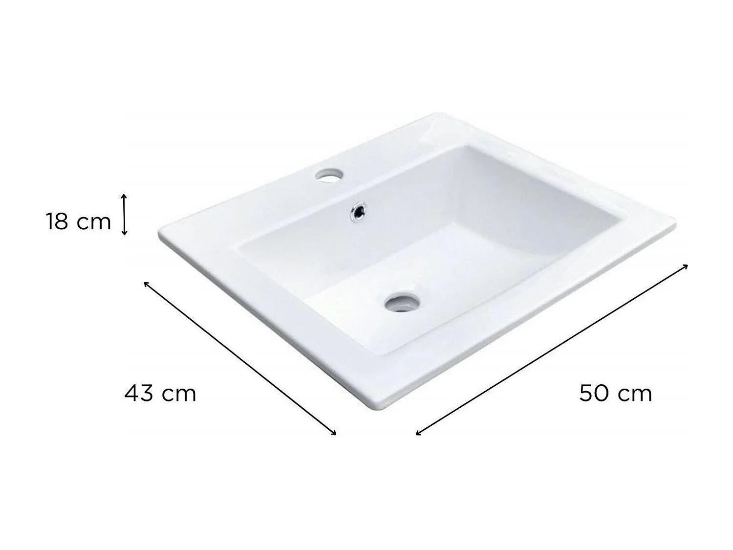Vasque à encastrer rectangle en céramique blanche 50x43cm